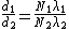 \frac{d_1}{d_2} = \frac{N_1\lambda_1}{N_2\lambda_2}